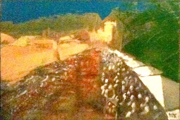 L'ISLE-SUR-LA-SORGUE - AVENUE DES 4 OTAGES - 46 cm x 33 cm - Acrylique sur toile de Michel BECKER